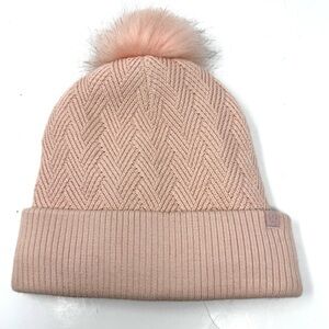 Lululemon Pink Merino Wool Pom Pom Fleece Lined Beanie Hat